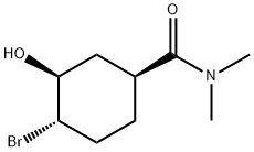 Cyclohexanecarboxamide, 4-bromo-3-hydroxy-N,N-dimethyl-, (1S,3S,4S)- Struktur