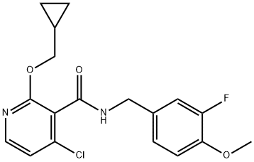 4-Chloro-2-(cyclopropylmethoxy)-N-(3-fluoro-4-methoxybenzyl)nicotinamide Struktur