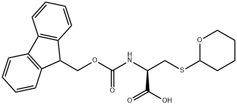 (2R)-2-(9H-fluoren-9-ylmethoxycarbonylamino)-3-(oxan-2-ylsulfanyl)propanoic acid Struktur