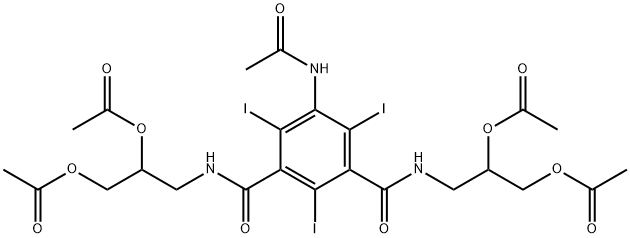 1,3-Benzenedicarboxamide, 5-(acetylamino)-N1,N3-bis[2,3-bis(acetyloxy)propyl]-2,4,6-triiodo- Struktur