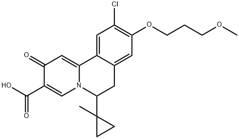 10-Chloro-9-(3-methoxypropoxy)-6-(1-methylcyclopropyl)-2-oxo-6,7-dihydrobenzo[a]quinolizine-3-carboxylic acid Struktur