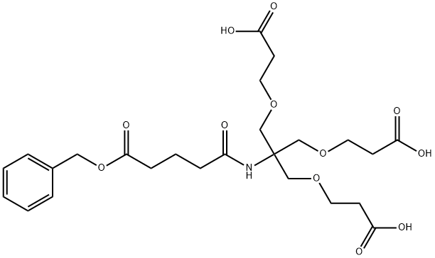 Pentanoic acid, 5-[[2-(2-carboxyethoxy)-1,1-bis[(2-carboxyethoxy)methyl]ethyl]amino]-5-oxo-, 1-(phenylmethyl) ester Struktur