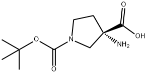 1,3-Pyrrolidinedicarboxylic acid, 3-amino-, 1-(1,1-dimethylethyl) ester, (3S)- Struktur