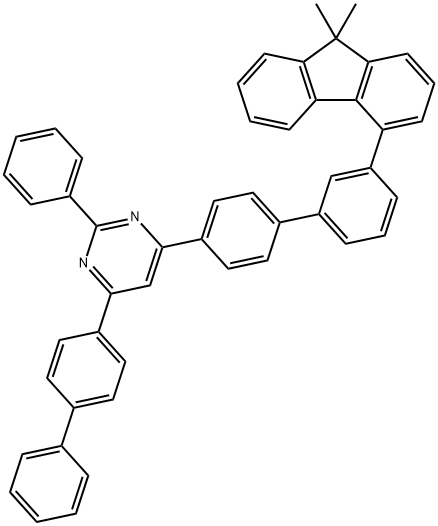 Pyrimidine, 4-[1,1'-biphenyl]-4-yl-6-[3'-(9,9-dimethyl-9H-fluoren-4-yl)[1,1'-biphenyl]-4-yl]-2-phenyl- Struktur