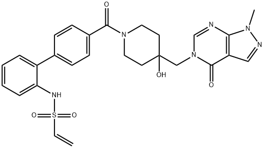 5-[[1-[[2′-(エテニルスルホニルアミノ)-1,1′-ビフェニル-4-イル]カルボニル]-4-ヒドロキシ-4-ピペリジニル]メチル]-1-メチル-1,5-ジヒドロ-4H-ピラゾロ[3,4-d]ピリミジン-4-オン 化學構造式