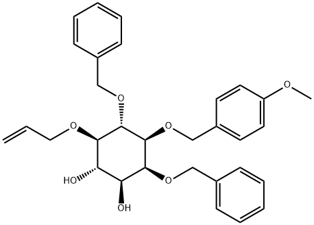 D-myo-Inositol, 1-O-(4-methoxyphenyl)methyl-2,6-bis-O-(phenylmethyl)-5-O-2-propenyl- Struktur