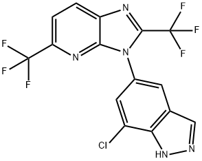 3H-Imidazo[4,5-b]pyridine, 3-(7-chloro-1H-indazol-5-yl)-2,5-bis(trifluoromethyl)- Struktur