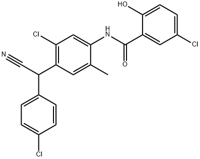 Benzamide, 5-chloro-N-[5-chloro-4-[(4-chlorophenyl)cyanomethyl]-2-methylphenyl]-2-hydroxy- Struktur