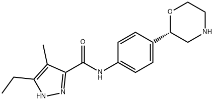 1H-Pyrazole-3-carboxamide, 5-ethyl-4-methyl-N-[4-(2S)-2-morpholinylphenyl]- Struktur