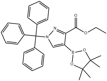 1H-Pyrazole-3-carboxylic acid, 4-(4,4,5,5-tetramethyl-1,3,2-dioxaborolan-2-yl)-1-(triphenylmethyl)-, ethyl ester|4-(四甲基-1,3,2-二氧硼烷-2-基)-1-(三苯甲基)-1H-吡唑-3-羧酸乙酯