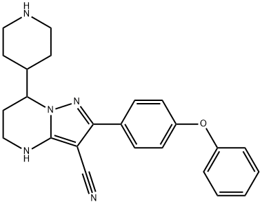 Pyrazolo[1,5-a]pyrimidine-3-carbonitrile, 4,5,6,7-tetrahydro-2-(4-phenoxyphenyl)-7-(4-piperidinyl)- Struktur