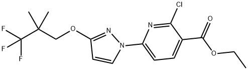 3-Pyridinecarboxylic acid, 2-chloro-6-[3-(3,3,3-trifluoro-2,2-dimethylpropoxy)-1H-pyrazol-1-yl]-, ethyl ester Struktur