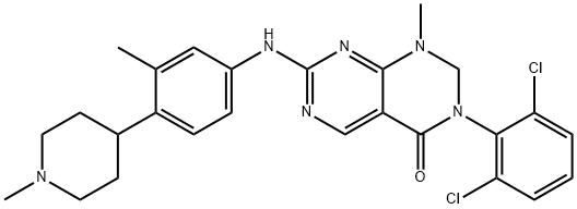 Pyrimido[4,5-d]pyrimidin-4(1H)-one, 3-(2,6-dichlorophenyl)-2,3-dihydro-1-methyl-7-[[3-methyl-4-(1-methyl-4-piperidinyl)phenyl]amino]- Struktur