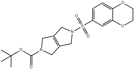 Pyrrolo[3,4-c]pyrrole-2(1H)-carboxylic acid, 5-[(2,3-dihydro-1,4-benzodioxin-6-yl)sulfonyl]-3,4,5,6-tetrahydro-, 1,1-dimethylethyl ester Struktur