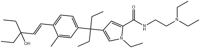 1H-Pyrrole-2-carboxamide, N-[2-(diethylamino)ethyl]-1-ethyl-4-[1-ethyl-1-[4-[(1E)-3-ethyl-3-hydroxy-1-penten-1-yl]-3-methylphenyl]propyl]- Struktur