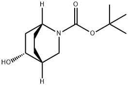 2-Azabicyclo[2.2.2]octane-2-carboxylic acid, 5-hydroxy-, 1,1-dimethylethyl ester, (1R,4R,5R)- Struktur