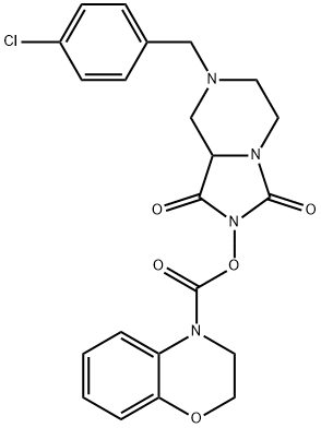 4H-1,4-Benzoxazine-4-carboxylic acid, 2,3-dihydro-, 7-[(4-chlorophenyl)methyl]hexahydro-1,3-dioxoimidazo[1,5-a]pyrazin-2-yl ester Struktur