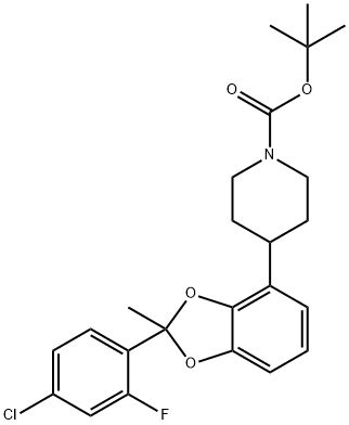 1-Piperidinecarboxylic acid, 4-[2-(4-chloro-2-fluorophenyl)-2-methyl-1,3-benzodioxol-4-yl]-, 1,1-dimethylethyl ester Struktur