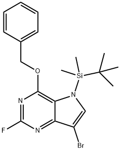 5H-Pyrrolo3,2-dpyrimidine, 7-bromo-5-(1,1-dimethylethyl)dimethylsilyl-2-fluoro-4-(phenylmethoxy)- Struktur