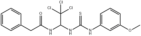 2-PH-N-(2,2,2-TRICHLORO-1-(((3-METHOXYANILINO)CARBOTHIOYL)AMINO)ETHYL)ACETAMIDE Struktur