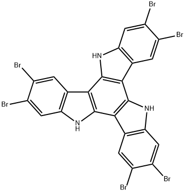 5H-Diindolo[3,2-a:3',2'-c]carbazole, 2,3,7,8,12,13-hexabromo-10,15-dihydro- Struktur