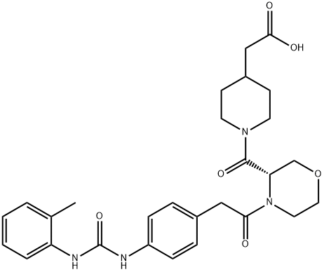 1-[[(3S)-4-[2-[4-[[[(2-Methylphenyl)amino]carbonyl]amino]phenyl]acety]l-3-morpholinyl]carbonyl]-4-piperidinediaceticacid Structure