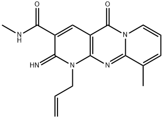 2-imino-N,10-dimethyl-5-oxo-1-prop-2-enyldipyrido[3,4-c:1',2'-f]pyrimidine-3-carboxamide Struktur