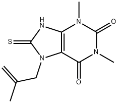 1,3-dimethyl-7-(2-methylprop-2-enyl)-8-sulfanylidene-9H-purine-2,6-dione Struktur