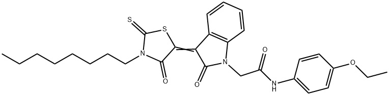 N-(4-ethoxyphenyl)-2-[(3Z)-3-(3-octyl-4-oxo-2-sulfanylidene-1,3-thiazolidin-5-ylidene)-2-oxoindol-1-yl]acetamide Struktur