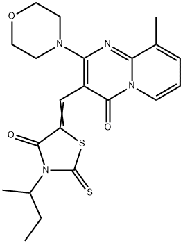 (5Z)-3-butan-2-yl-5-[(9-methyl-2-morpholin-4-yl-4-oxopyrido[1,2-a]pyrimidin-3-yl)methylidene]-2-sulfanylidene-1,3-thiazolidin-4-one Struktur