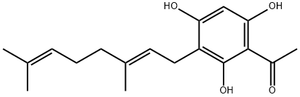 Ethanone, 1-[3-[(2E)-3,7-dimethyl-2,6-octadienyl]-2,4,6-trihydroxyphenyl]- Struktur