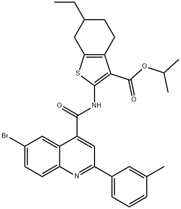 isopropyl 2-(6-bromo-2-(m-tolyl)quinoline-4-carboxamido)-6-ethyl-4,5,6,7-tetrahydrobenzo[b]thiophene-3-carboxylate Struktur