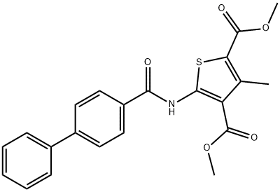 dimethyl 5-([1,1'-biphenyl]-4-ylcarboxamido)-3-methylthiophene-2,4-dicarboxylate Struktur