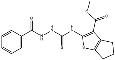 methyl 2-(2-benzoylhydrazinecarbothioamido)-5,6-dihydro-4H-cyclopenta[b]thiophene-3-carboxylate Struktur