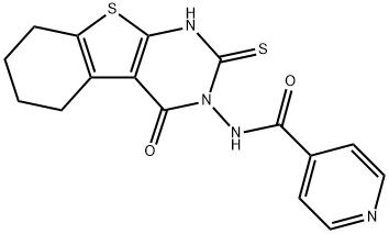 N-(4-oxo-2-sulfanylidene-5,6,7,8-tetrahydro-1H-[1]benzothiolo[2,3-d]pyrimidin-3-yl)pyridine-4-carboxamide Struktur