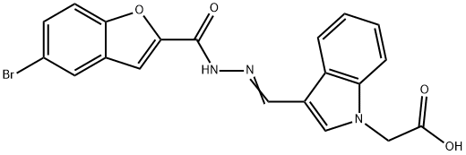 1H-Indole-1-aceticacid,3-[[[(5-bromo-2-benzofuranyl)carbonyl]hydrazono]methyl]-(9CI) Struktur