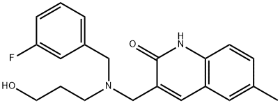 2(1H)-Quinolinone,3-[[[(3-fluorophenyl)methyl](3-hydroxypropyl)amino]methyl]-6-methyl-(9CI) Struktur