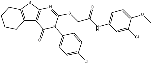 N-(3-chloro-4-methoxyphenyl)-2-[[3-(4-chlorophenyl)-4-oxo-5,6,7,8-tetrahydro-[1]benzothiolo[2,3-d]pyrimidin-2-yl]sulfanyl]acetamide Struktur