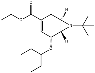 7-Azabicyclo[4.1.0]hept-3-ene-3-carboxylic acid, 7-(1,1-dimethylethyl)-5-(1-ethylpropoxy)-, ethyl ester, (1R,5R,6S)- Struktur