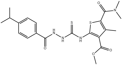 methyl 5-(dimethylcarbamoyl)-2-(2-(4-isopropylbenzoyl)hydrazinecarbothioamido)-4-methylthiophene-3-carboxylate Struktur