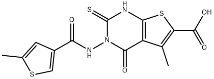 5-methyl-3-(5-methylthiophene-3-carboxamido)-4-oxo-2-thioxo-1,2,3,4-tetrahydrothieno[2,3-d]pyrimidine-6-carboxylic acid Struktur