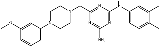 2-N-(3,4-dimethylphenyl)-6-[[4-(3-methoxyphenyl)piperazin-1-yl]methyl]-1,3,5-triazine-2,4-diamine Struktur