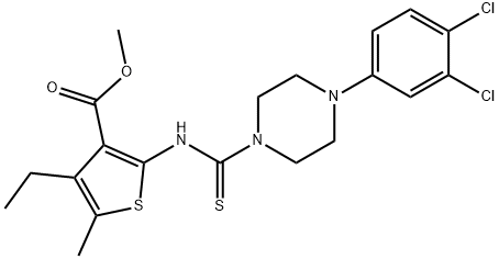 methyl 2-(4-(3,4-dichlorophenyl)piperazine-1-carbothioamido)-4-ethyl-5-methylthiophene-3-carboxylate Struktur