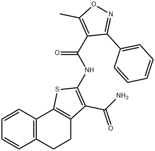 N-(3-carbamoyl-4,5-dihydrobenzo[g][1]benzothiol-2-yl)-5-methyl-3-phenyl-1,2-oxazole-4-carboxamide Struktur