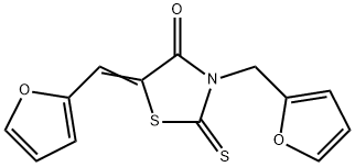 (5Z)-3-(furan-2-ylmethyl)-5-(furan-2-ylmethylidene)-2-sulfanylidene-1,3-thiazolidin-4-one Struktur