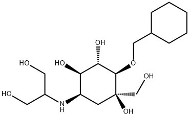 D-epi-Inositol, 1-O-(cyclohexylmethyl)-3,4-dideoxy-4-[[2-hydroxy-1-(hydroxymethyl)ethyl]amino]-2-C-(hydroxymethyl)- (9CI) Struktur