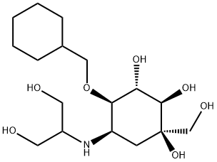 D-epi-Inositol, 5-O-(cyclohexylmethyl)-3,4-dideoxy-4-[[2-hydroxy-1-(hydroxymethyl)ethyl]amino]-2-C-(hydroxymethyl)- (9CI) Struktur