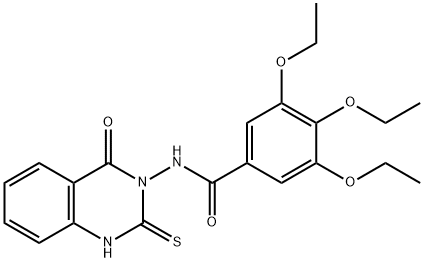 3,4,5-triethoxy-N-(4-oxo-2-sulfanylidene-1H-quinazolin-3-yl)benzamide Struktur