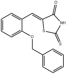 (5Z)-5-[(2-phenylmethoxyphenyl)methylidene]-2-sulfanylidene-1,3-thiazolidin-4-one Struktur