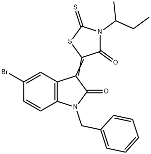 (5Z)-5-(1-benzyl-5-bromo-2-oxoindol-3-ylidene)-3-butan-2-yl-2-sulfanylidene-1,3-thiazolidin-4-one Struktur